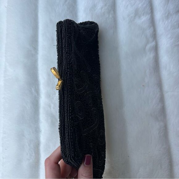 VINTAGE WALBORG beaded black CLUTCH Hand Made in W Germany - Picture 9 of 16